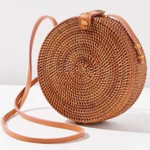 Urban Outfitters Round Rattan Leather Bag